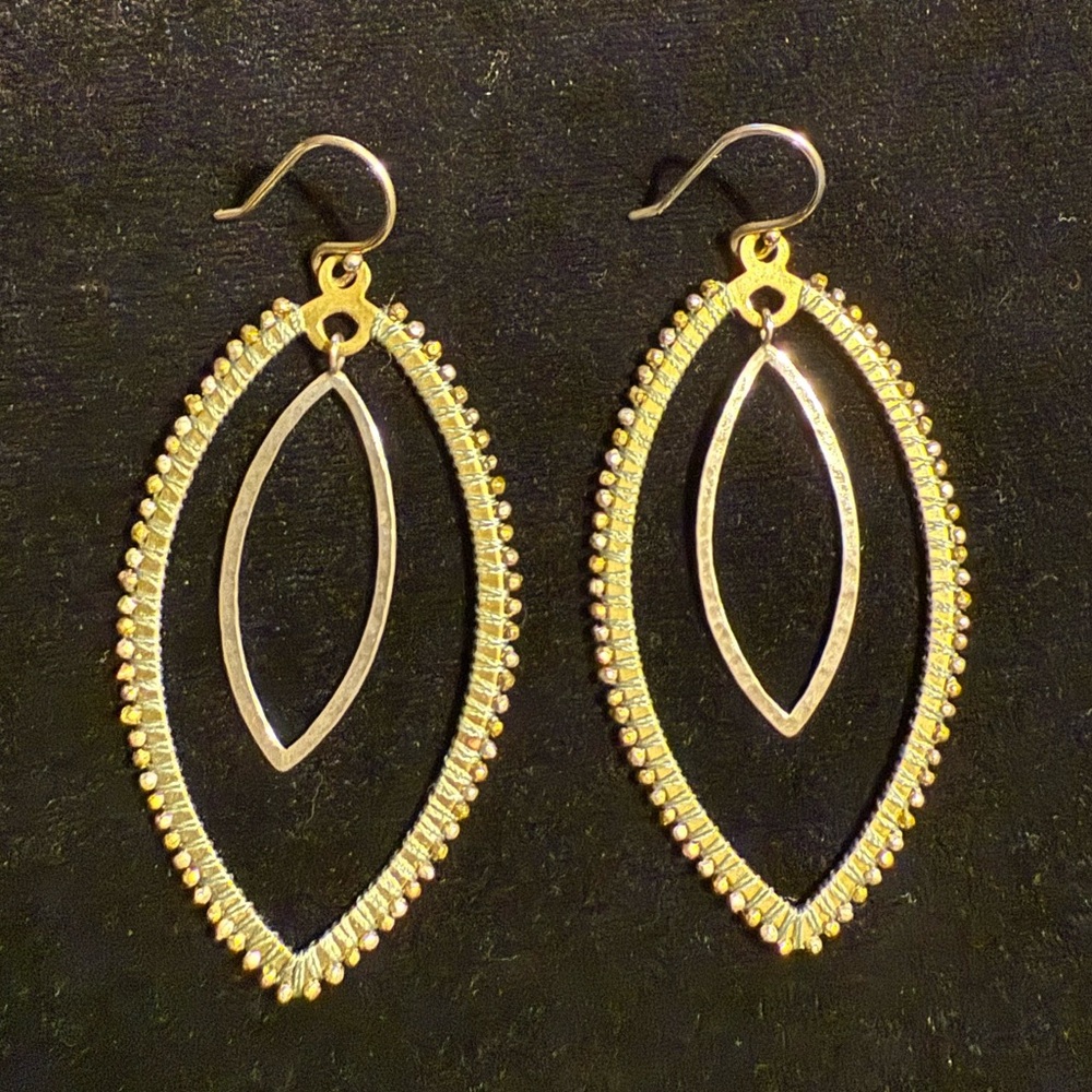 Silpada W3073 Get Growing sterling silver and brass marquise dangle earring